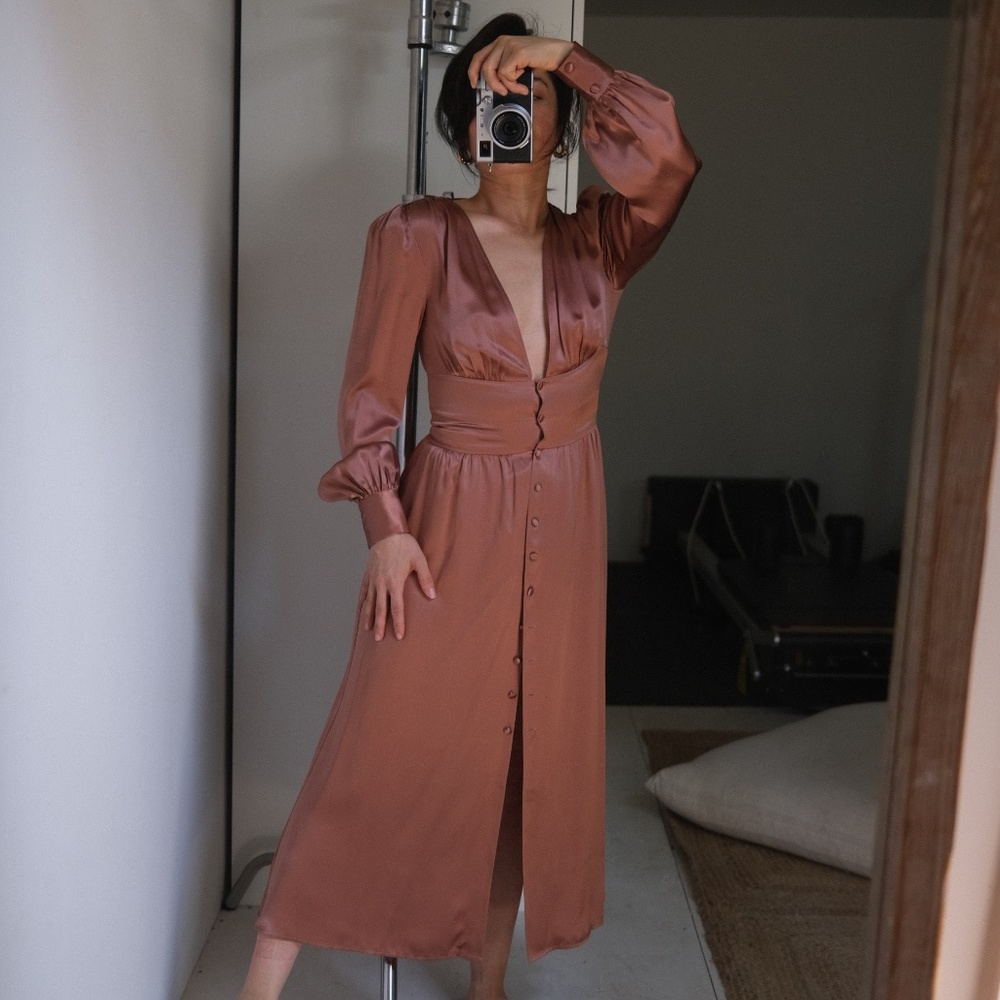 Reformation pink silk dress